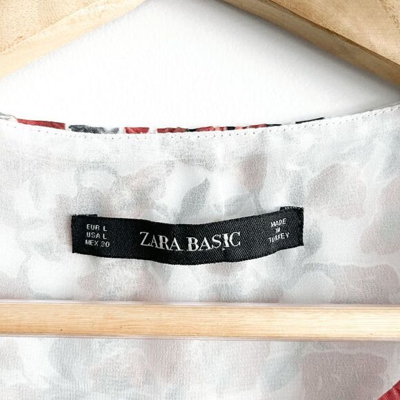Zara Basic Women Tank Top Sleeveless Floral Red Large - Picture 6 of 8